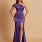 Elegant Soft Satin Sweetheart One Shoulder Side-Slit Mermaid Bridesmaid Dresses