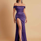 Sexy Off the Shoulder Soft Satin Side Slit Floor-Length Mermaid Bridesmaid Dresses