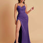 Simple Soft Satin Mermaid V-neck Floor-Length Mermaid Bridesmaid Dresses