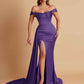 Sexy Soft Satin Sweetheart Off-the-shoulder Strapless Side-Slit Mermaid Bridesmaid Dresses