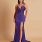Sexy Soft Satin V-neck Spaghetti Strap Side-Slit Mermaid Bridesmaid Dresses