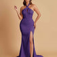 Elegant Soft Satin Mermaid Halter Side Slit Floor-Length Bridesmaid Dresses Online