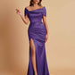 Elegant Soft Satin Off-the-shoulder Side-Slit Mermaid Bridesmaid Dresses