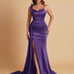 Elegant Soft Satin Mermaid Bowknot Floor-Length Mermaid Bridesmaid Dresses