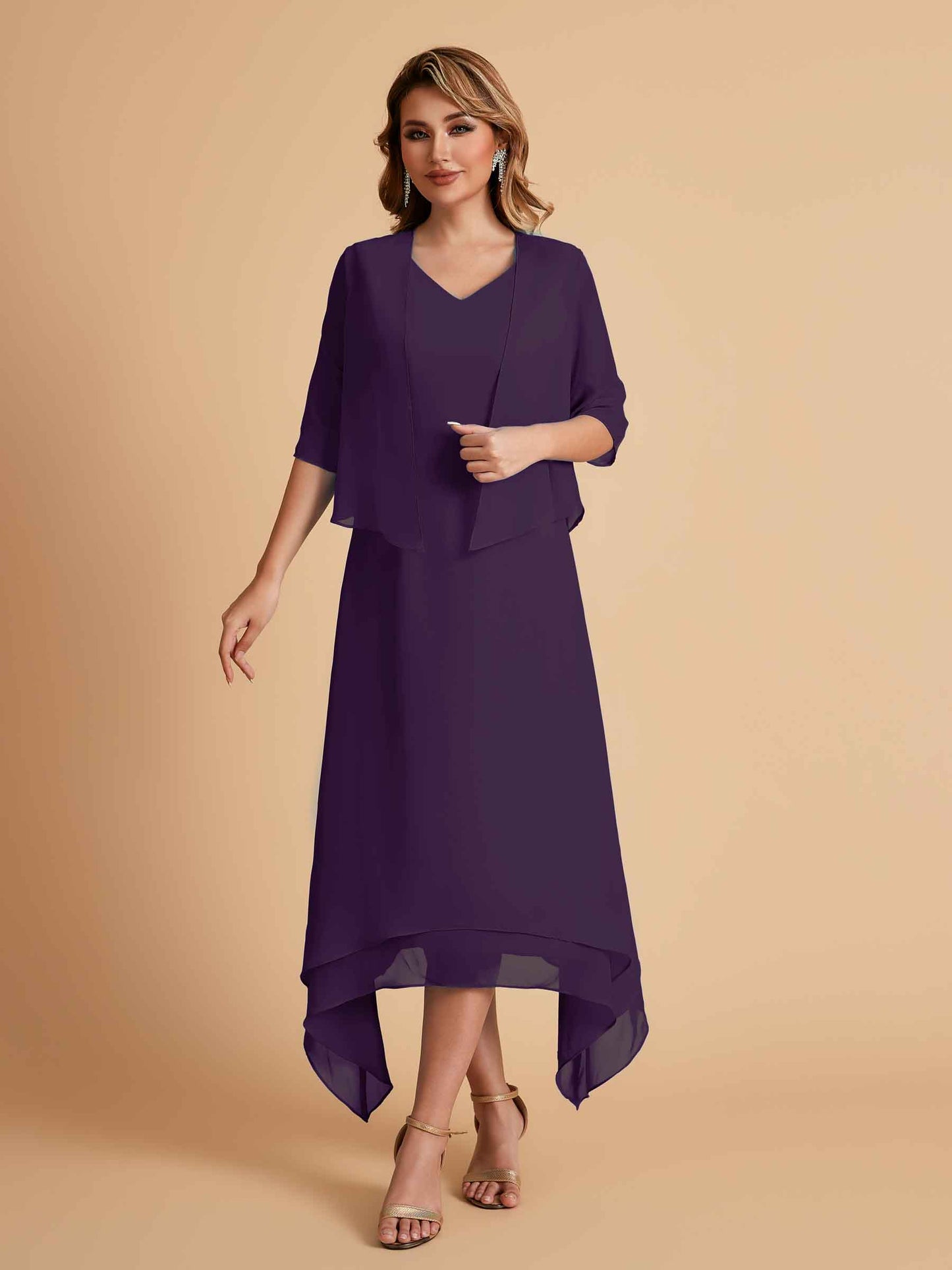 Elegant A-line Chiffon Short Sleeves Mother of the Brides Dresses Online