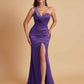 Gorgeous One Shoulder Soft Satin Side Slit Floor-Length Mermaid Bridesmaid Dresses