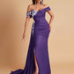 Elegant Soft Satin Mermaid Off Shoulder Floor-Length Mermaid Bridesmaid Dresses