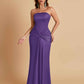 Sexy Soft Satin Mermaid Strapless Floor-Length Mermaid Bridesmaid Dresses