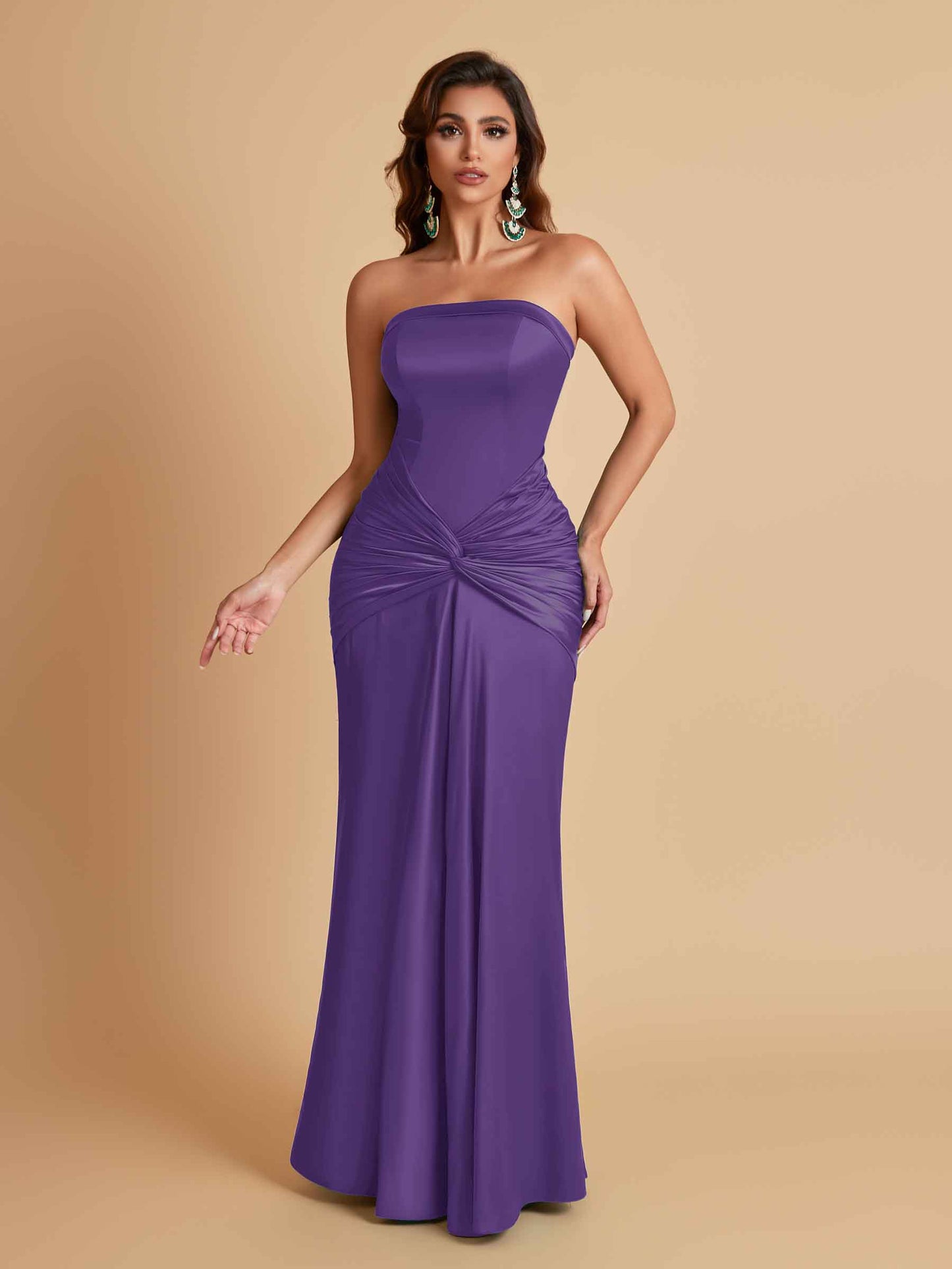 Sexy Soft Satin Mermaid Strapless Floor-Length Mermaid Bridesmaid Dresses