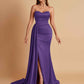 Elegant Soft Satin Sweetheart Strapless Side-Slit Mermaid Bridesmaid Dresses