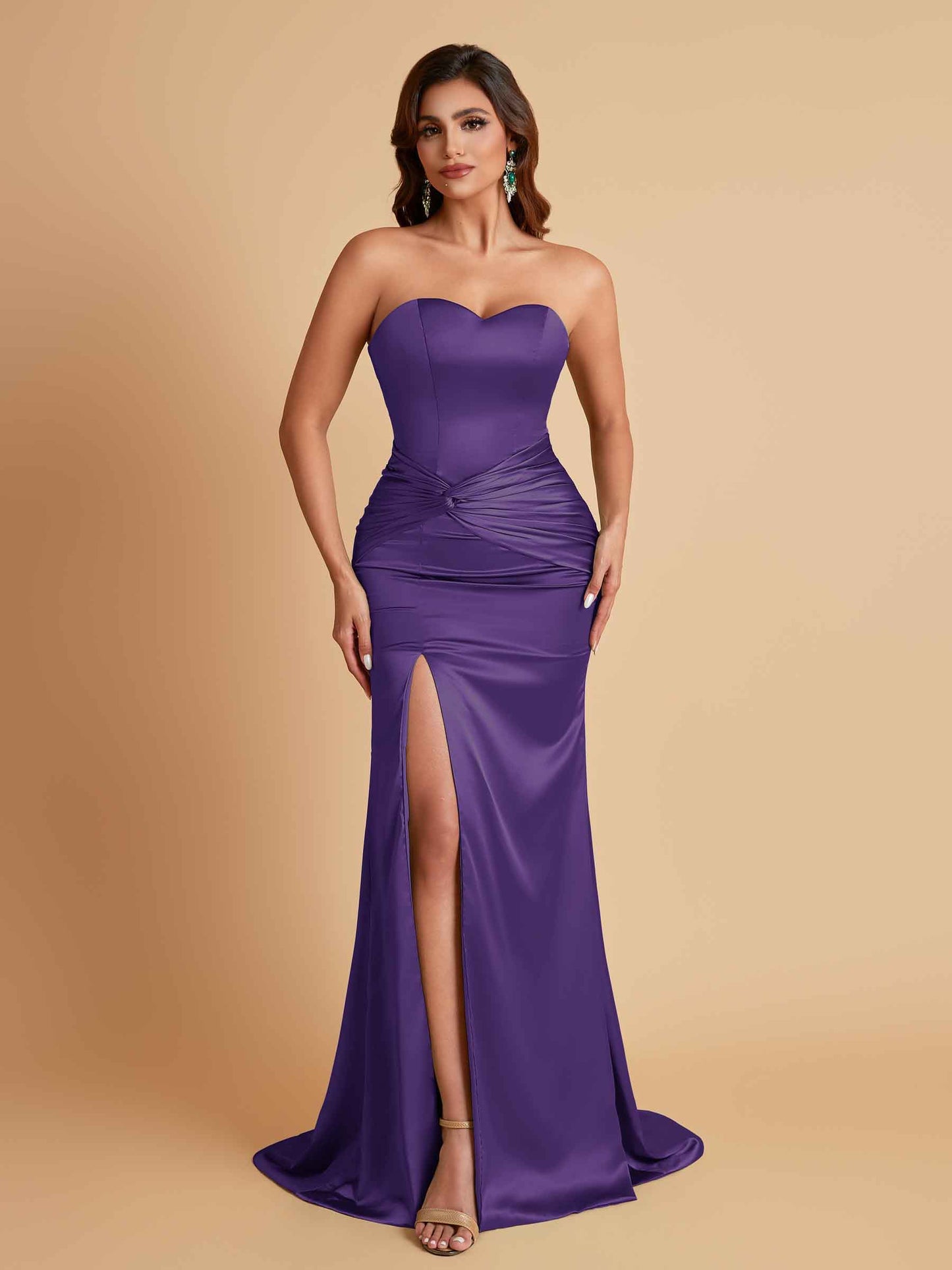 Sexy Soft Satin Mermaid Sweetheart Floor-Length Mermaid Bridesmaid Dresses
