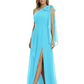 One-Shoulder Mother of the Bride Dress Chiffon Gown with Long Sash Detail