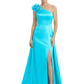 One Shoulder Mother of the Bride Dress with 3D Floral Detail Formal Dress A-Line Gowns with Slit