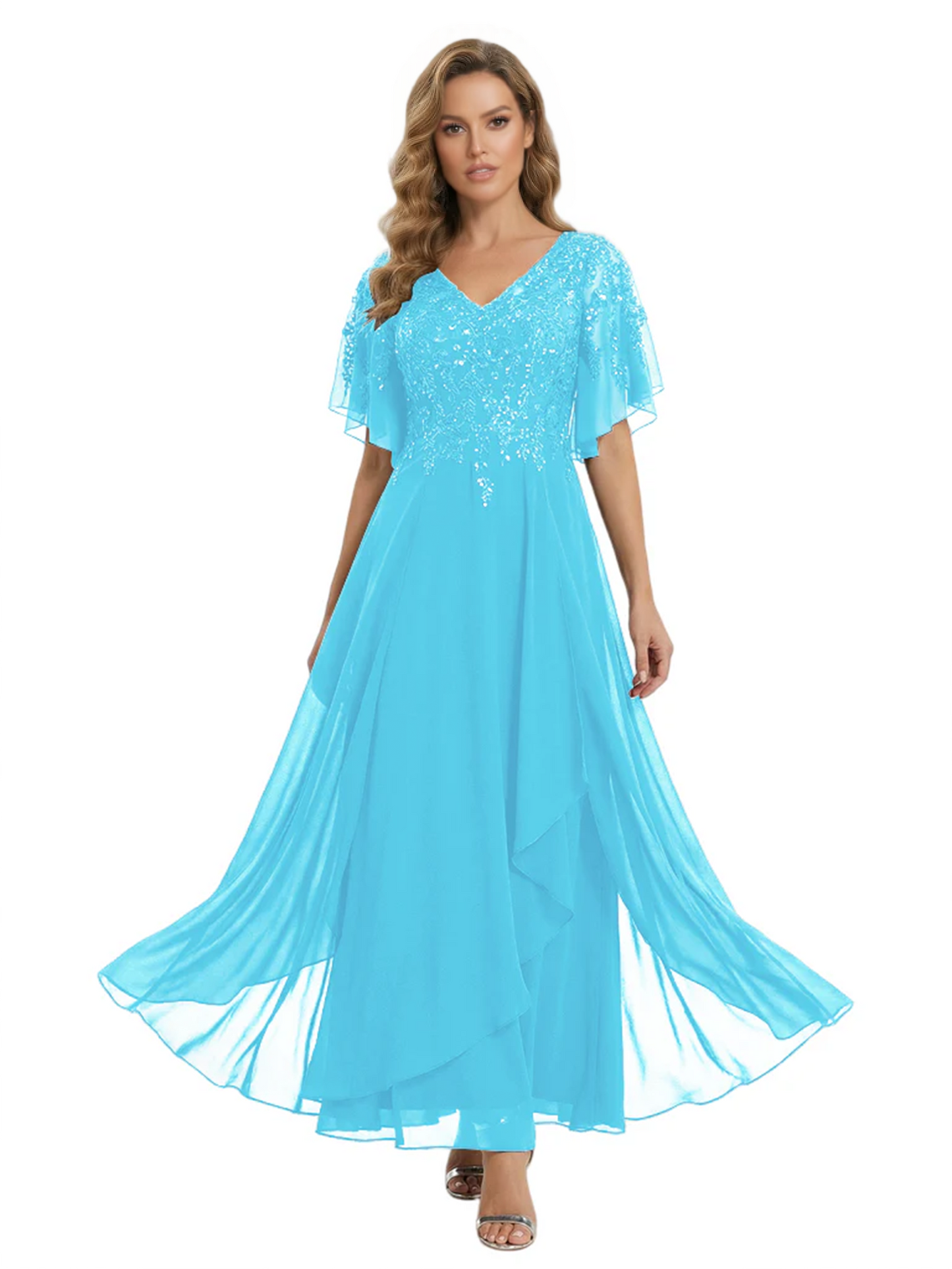 Bling Sequin Chiffon Mother of the Brides Dresses Wedding Party Gowns For Mom