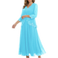 3/4 Sleeve Chiffon Mother of the Brides Dresses V-Neck Wedding Party Gowns
