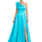 Luxury Bow Black Formal Dress One-Shoulder A-Line Gowns with Sexy Side Slit 2026