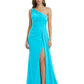 One Shoulder Mother of Bride Dress Ruffle Formal Gowns Mermaid Floor Length Train Slit