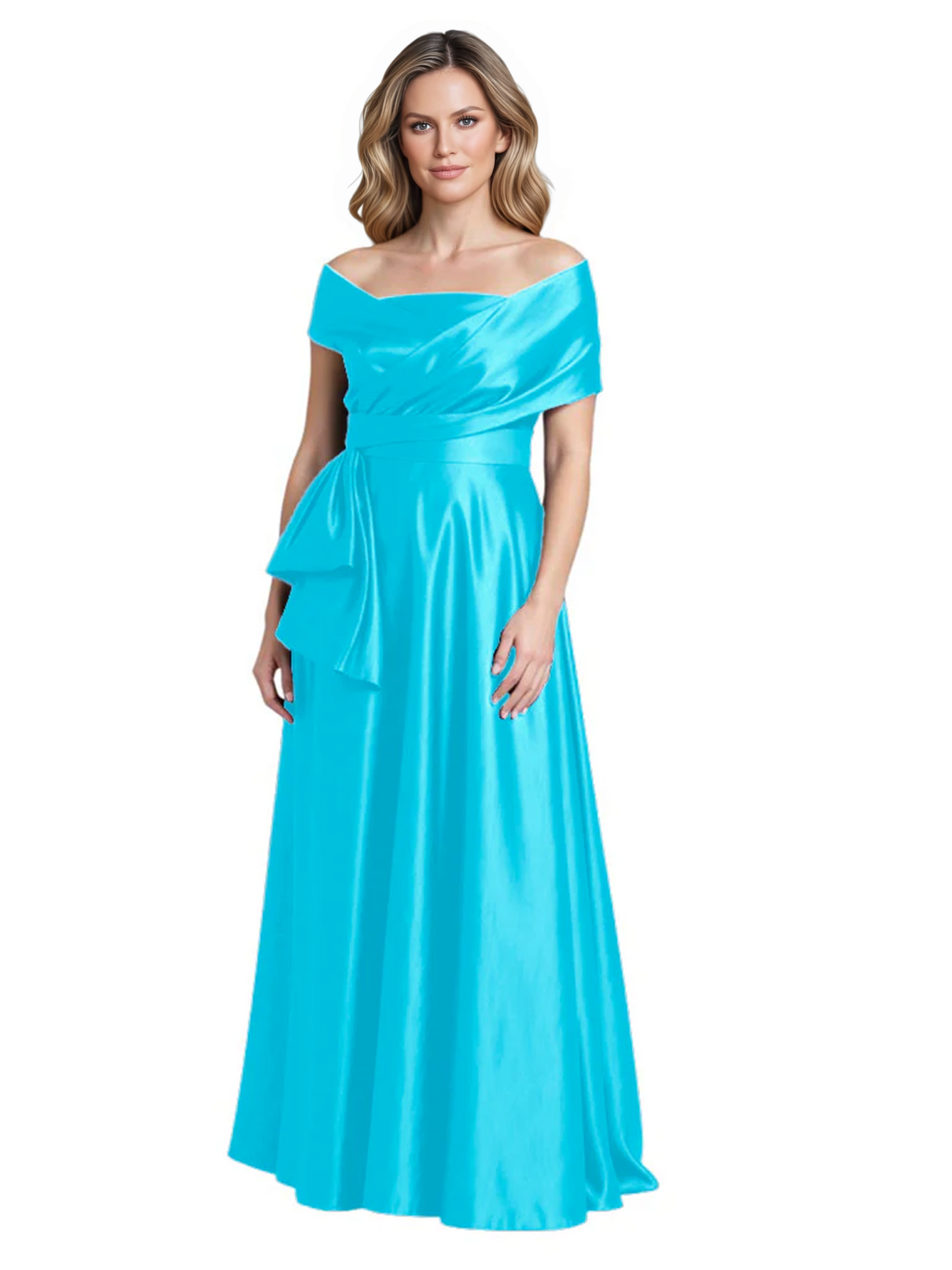 Formal Floor-Length Mother of the Bride Gown Sleeveless Satin Maxi Dress with Drape