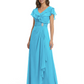 Elegant Mother of the Groom Dress Cascading Ruffle Chiffon Formal Gown Rhinestone