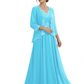 Plus Size A-line Chiffon 3/4 Sleeves Mother of the Brides Dresses Long Jacket Dress