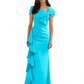 Elegant Mother of Bride Dress Formal Gowns Mermaid Ruffle Floor Length Asymmetric Neckline