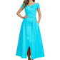 Formal Floor-Length Mother of the Bride Gown Satin Maxi Dress with Slit Off Shoulder