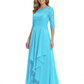 3/4 Sleeve Mother of the Bride Dress with Lace Embroidery High-Low Hem 2026