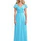 Mother of the Bride Dress Cap Sleeves and V-Neckline with Embroidered Lace Shoulders