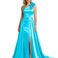 One Shoulder Sleeveless Mother of the Brides Dresses Floor Length Slit With Train