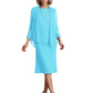 3 PCS Knee-Length Mother of Bride Dresses Prom Dress Evening Dress with Sheer Sleeves and Jacket