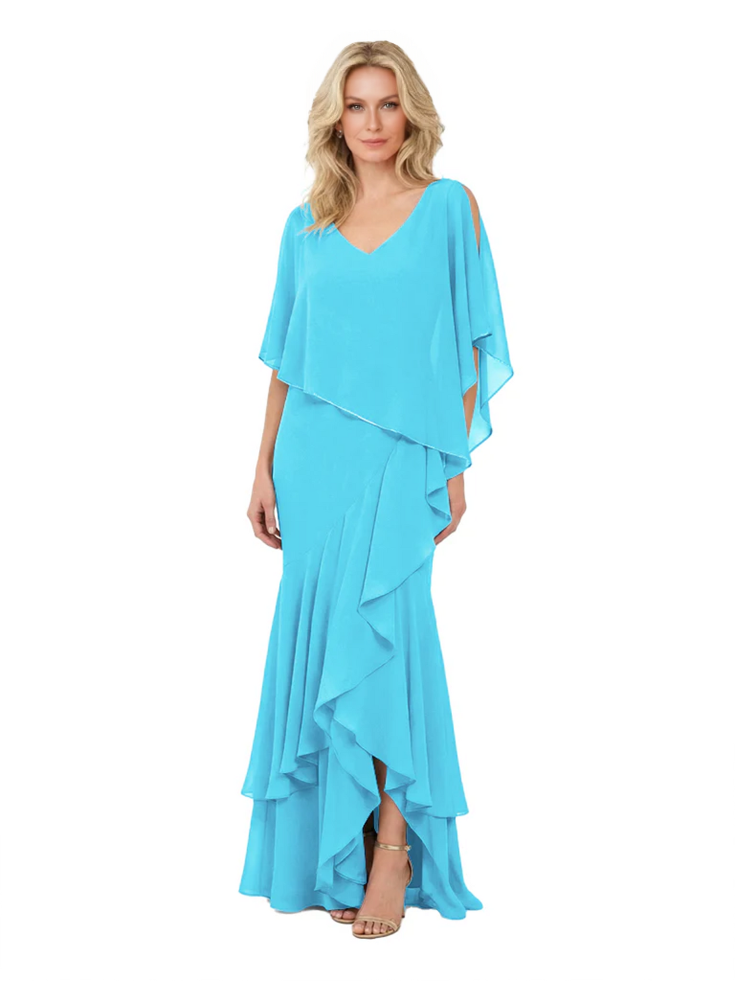 Chic Long A-Line Chiffon Mother of the Brides Dresses Sequin Mom Outfits