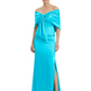 Formal Floor-Length Mother of the Bride Gown Satin Maxi Dress with Bow Neckline