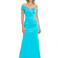 Off Shoulder Mother of the Bride Dress Beaded Waist Satin Gown Portrait Neckline