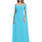 Elegant Mother of the Groom Gown Floral Lace Embroidered Formal Dress with Cape