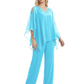 V-Neck Chiffon Mother of the Brides Dresses Plus Size Jacket Suits Wedding