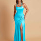 Gorgeous Square Criss Cross Soft Satin Side Slit Floor-Length Mermaid Bridesmaid Dresses