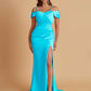 Sexy Soft Satin Mermaid Cold Shoulder Side Slit Floor-Length Bridesmaid Dresses Online