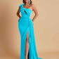 Gorgeous One Shoulder Bow Knot Soft Satin Side Slit Floor-Length Mermaid Bridesmaid Dresses