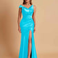 Sexy Soft Satin Mermaid V-neck Floor-Length Mermaid Bridesmaid Dresses