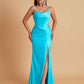 Gorgeous Spaghetti Straps Soft Satin Side Slit Floor-Length Mermaid Bridesmaid Dresses