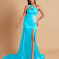Elegant Soft Satin Sweetheart One Shoulder Side-Slit Mermaid Bridesmaid Dresses
