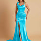 Elegant Soft Satin Mermaid Bowknot Floor-Length Mermaid Bridesmaid Dresses