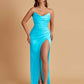 Sexy Soft Satin Mermaid V-neck Side Slit Floor-Length Bridesmaid Dresses Online