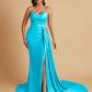 Sexy Soft Satin Mermaid V-neck Floor-Length Mermaid Bridesmaid Dresses