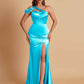 Elegant Soft Satin Sweetheart One Shoulder Side-Slit Mermaid Bridesmaid Dresses