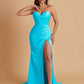 Elegant Soft Satin Mermaid V-neck Side Slit Floor-Length Bridesmaid Dresses Online