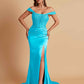 Sexy Soft Satin V-neck Off-the-shoulder Strapless Side-Slit Mermaid Bridesmaid Dresses