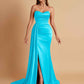 Elegant Soft Satin Sweetheart Strapless Side-Slit Mermaid Bridesmaid Dresses