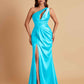 Sexy One Shoulder Soft Satin Side Slit Floor-Length Mermaid Bridesmaid Dresses