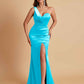 Gorgeous One Shoulder Soft Satin Side Slit Floor-Length Mermaid Bridesmaid Dresses